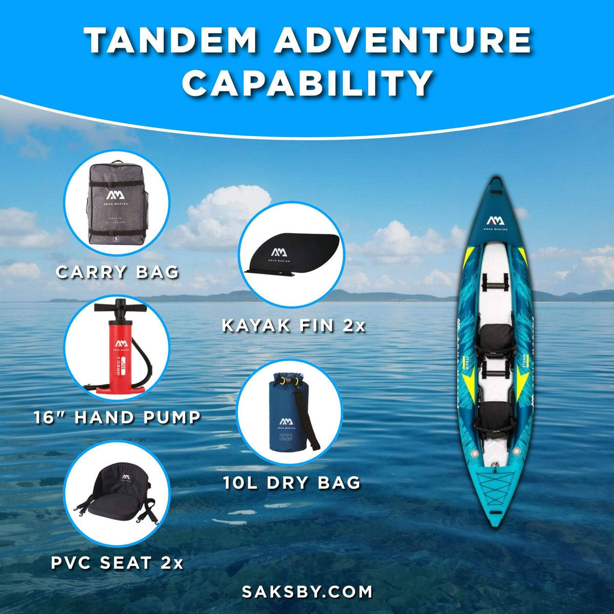Aqua Marina STEAM-412 14-Foot Tandem Inflatable Kayak - Aloha Swim Wellness