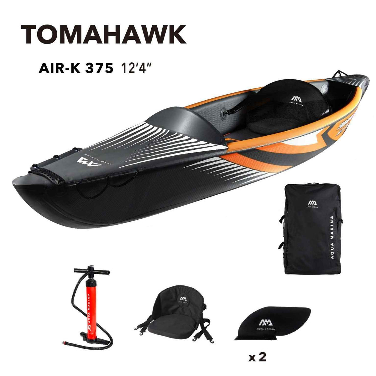 Aqua Marina Tomahawk AIR-K 12'4" Inflatable Speed Kayak – High-Pressure Performance for Advanced Paddlers