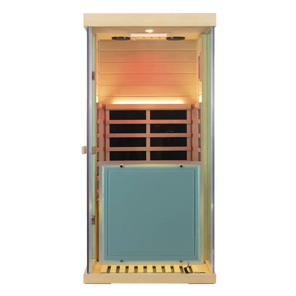 Wizzisaunas 909MX Panoramic Infrared Sauna – Smart App Control & 270° Glass Design