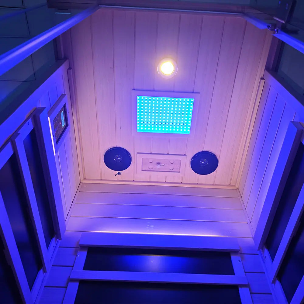 Single-Person Infrared Sauna – Compact Hemlock Wood Sauna for Home Wellness