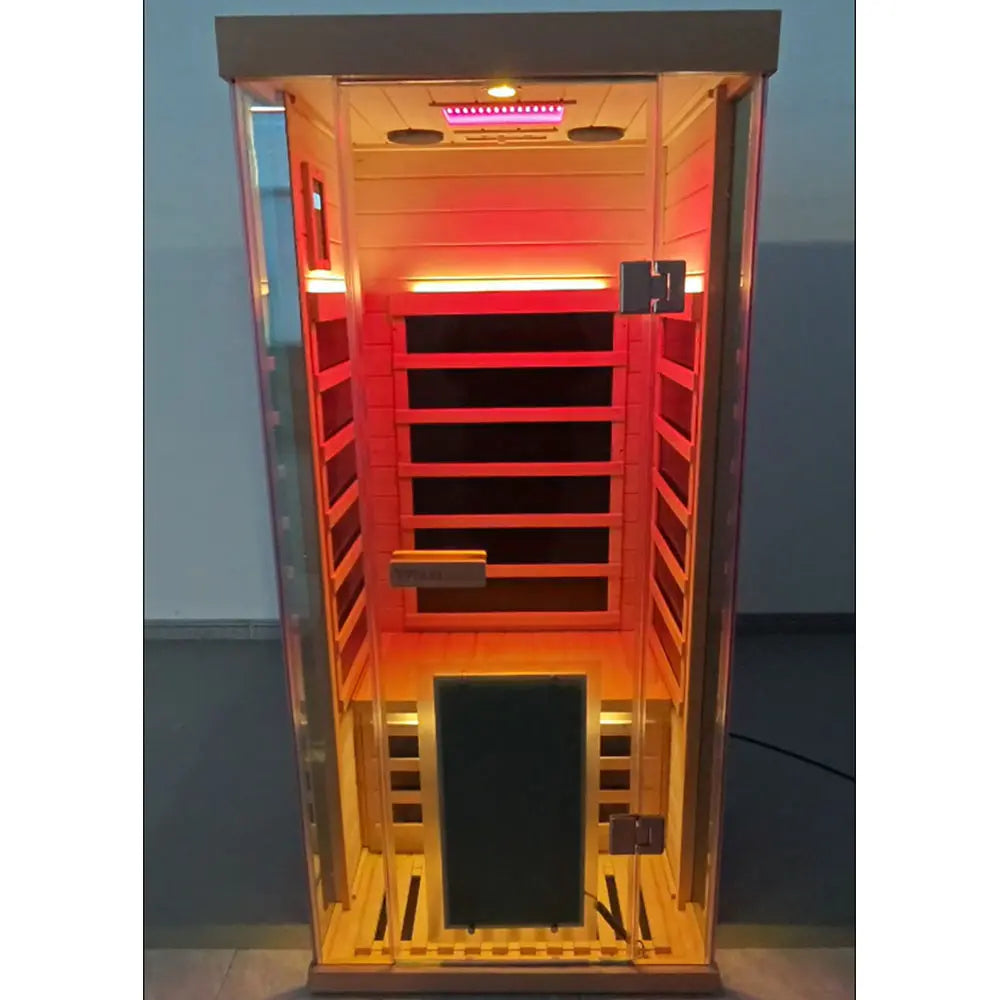 Single-Person Infrared Sauna – Compact Hemlock Wood Sauna for Home Wellness
