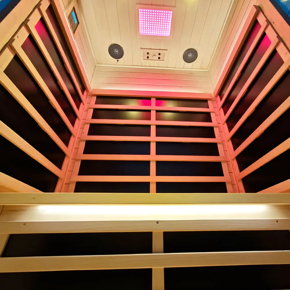 Wizzisaunas SH02 2-Person Infrared Sauna – Hemlock Wood, Smart App & Red Light Therapy