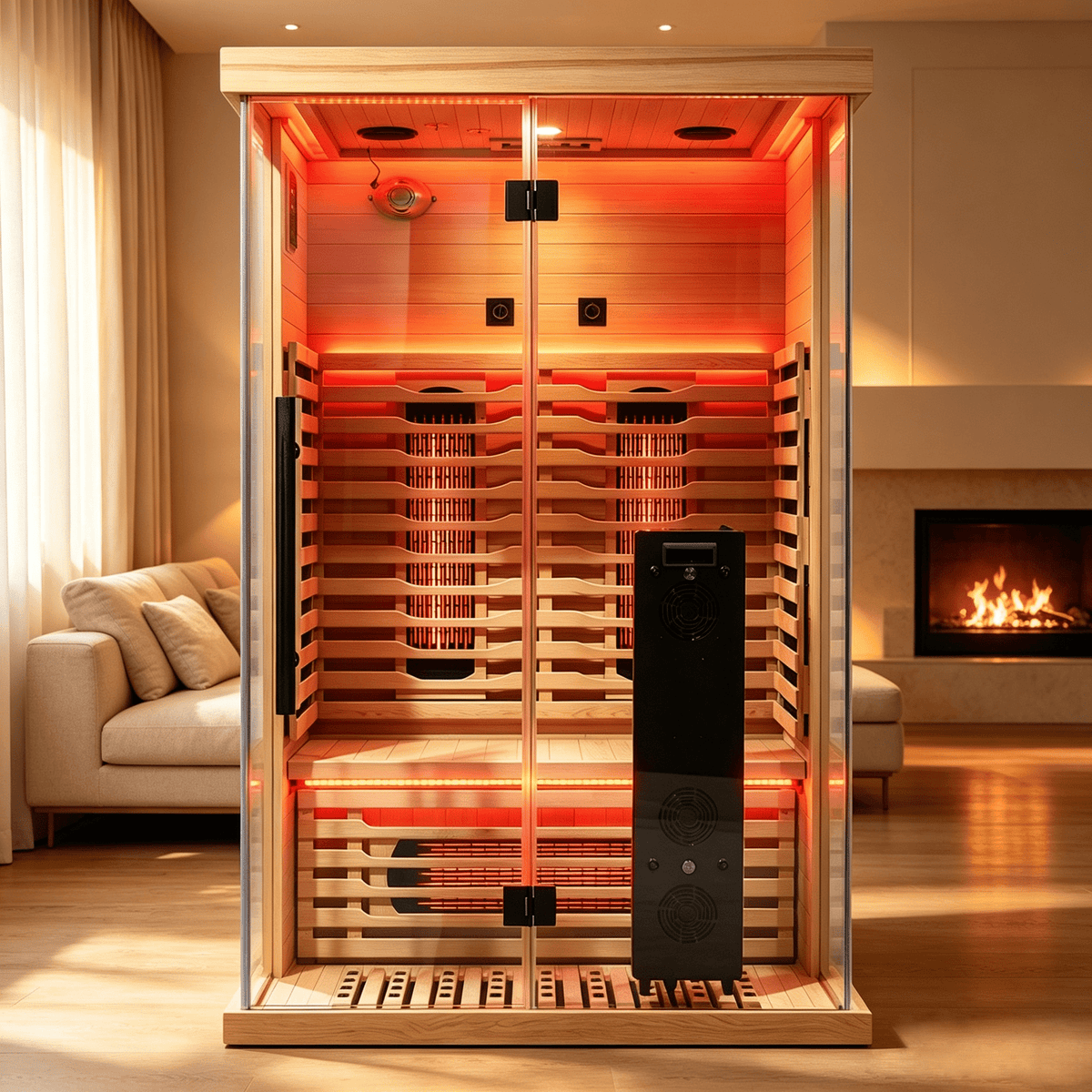 Blisspod Vantaa RED 2-Person Full-Spectrum Infrared Sauna – Wi-Fi, Red Light & Chromotherapy - Aloha Swim Wellness