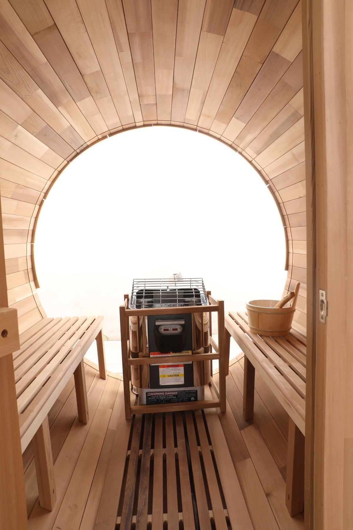 Blisspod Prague Series Outdoor Barrel Sauna – Canadian Red Cedar with Panoramic Glass & 6000W Heater