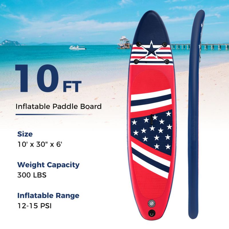 10-Foot Inflatable SUP Paddle Board – 300 lb Capacity with Adjustable Paddle & Accessories