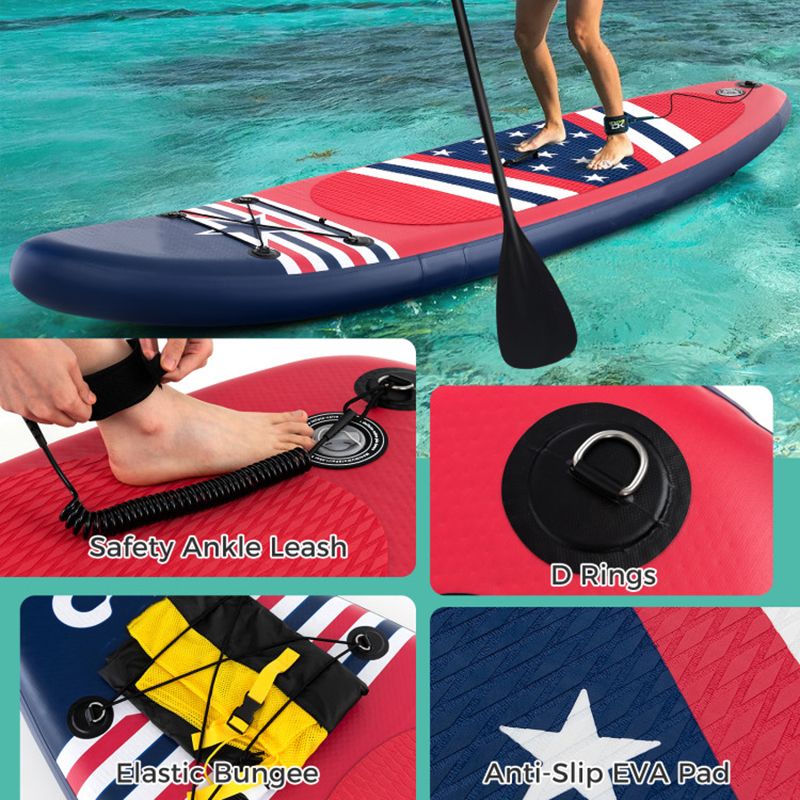 10-Foot Inflatable SUP Paddle Board – 300 lb Capacity with Adjustable Paddle & Accessories