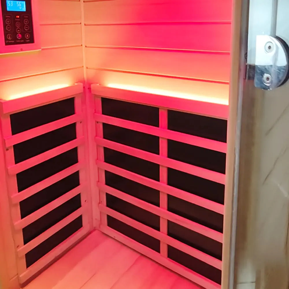 Wizzisaunas 909MX Panoramic Infrared Sauna – Smart App Control & 270° Glass Design