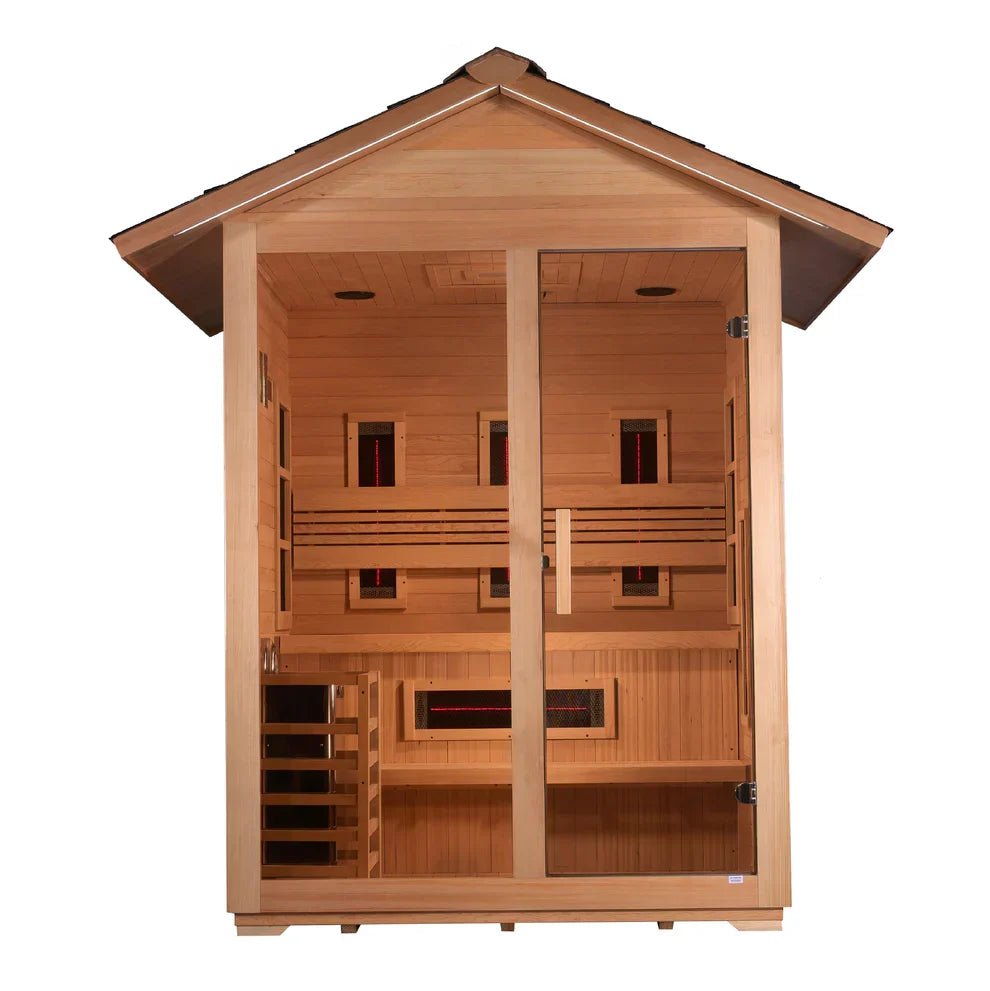 Golden Designs Carinthia GDI-8123-01 Outdoor Hybrid Sauna – 3-Person Infrared & Traditional - Aloha Swim Wellness