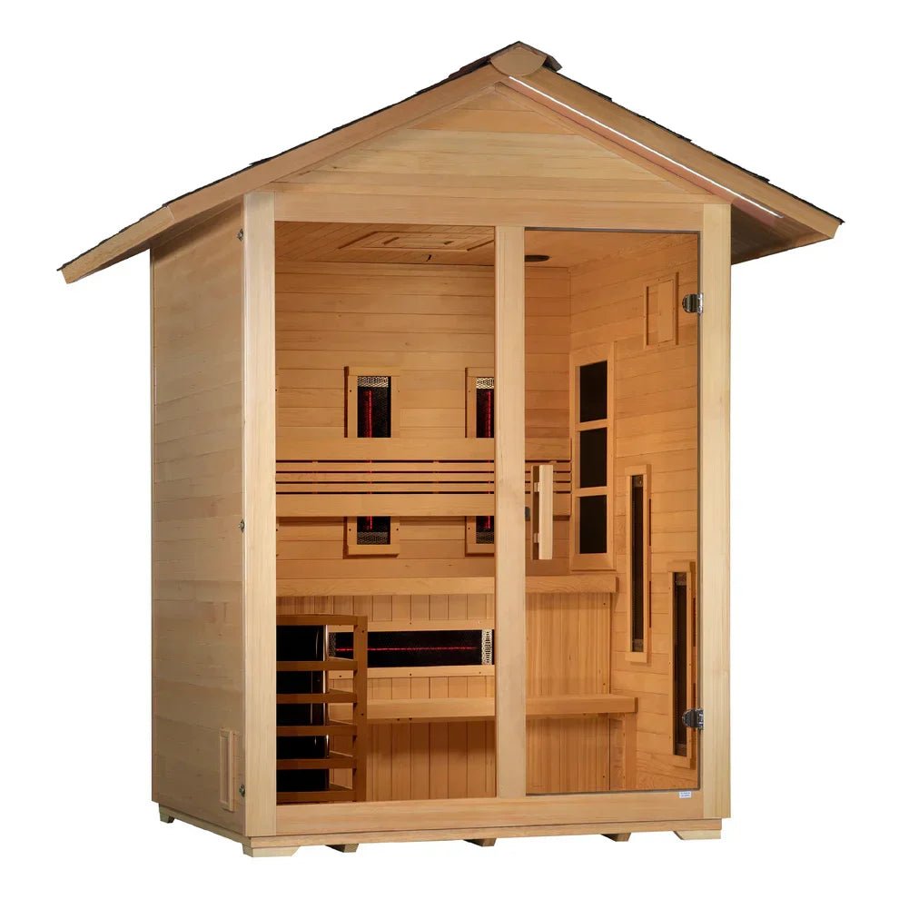 Golden Designs Carinthia GDI-8123-01 Outdoor Hybrid Sauna – 3-Person Infrared & Traditional - Aloha Swim Wellness
