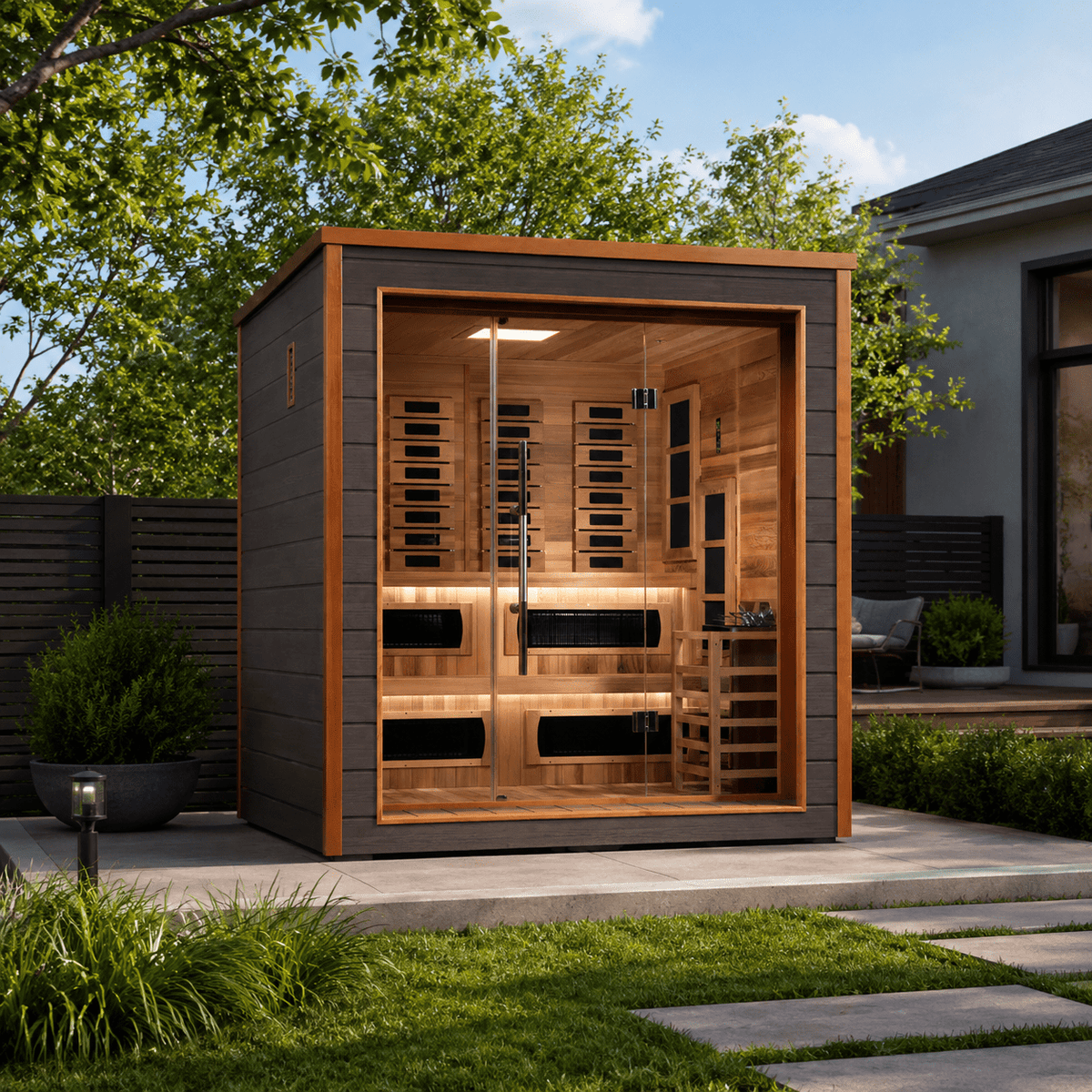 Golden Designs Karlstad 6-Person Hybrid Outdoor Sauna - Aloha Swim Wellness