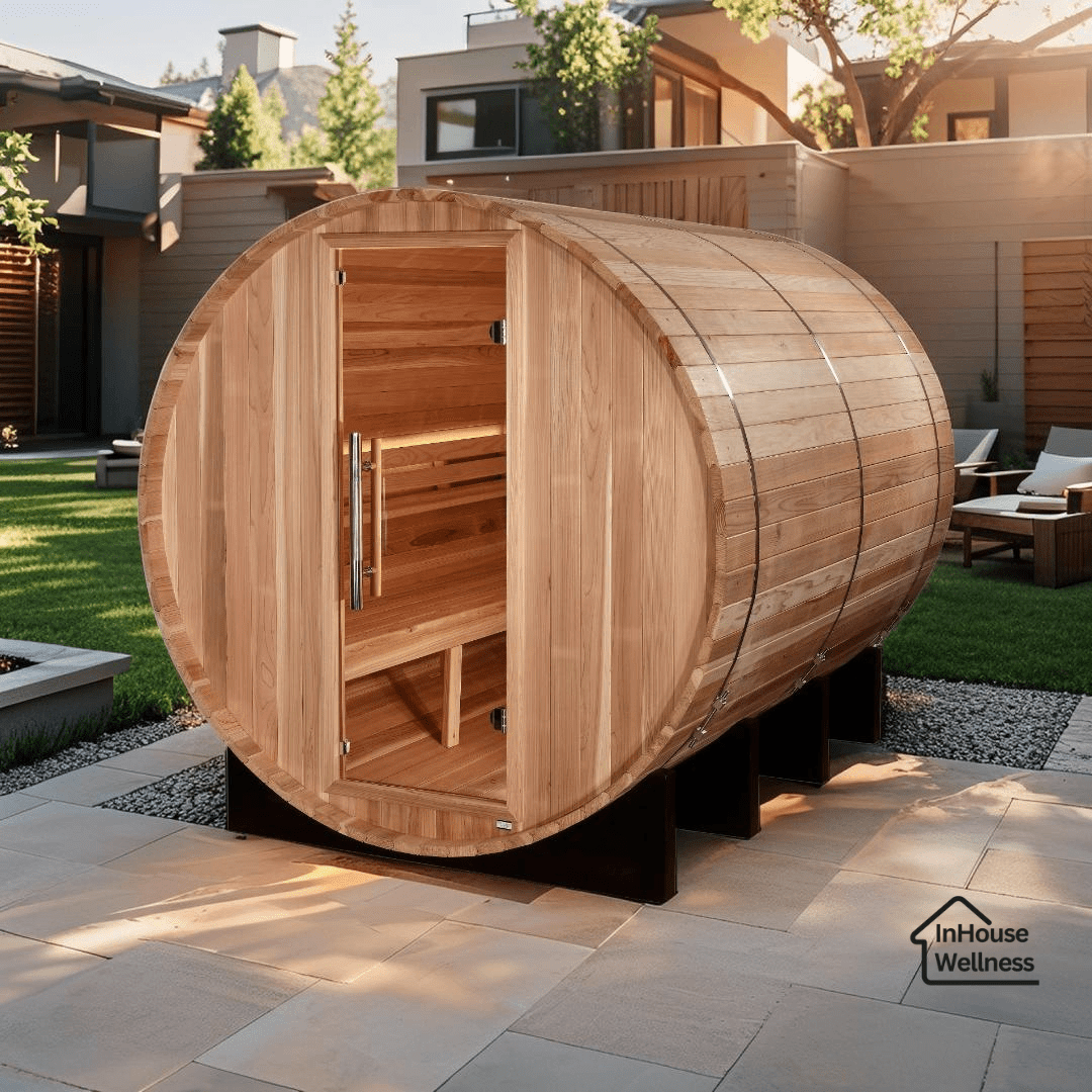 Golden Designs Klosters 6-Person Outdoor Barrel Traditional Sauna - Aloha Swim Wellness