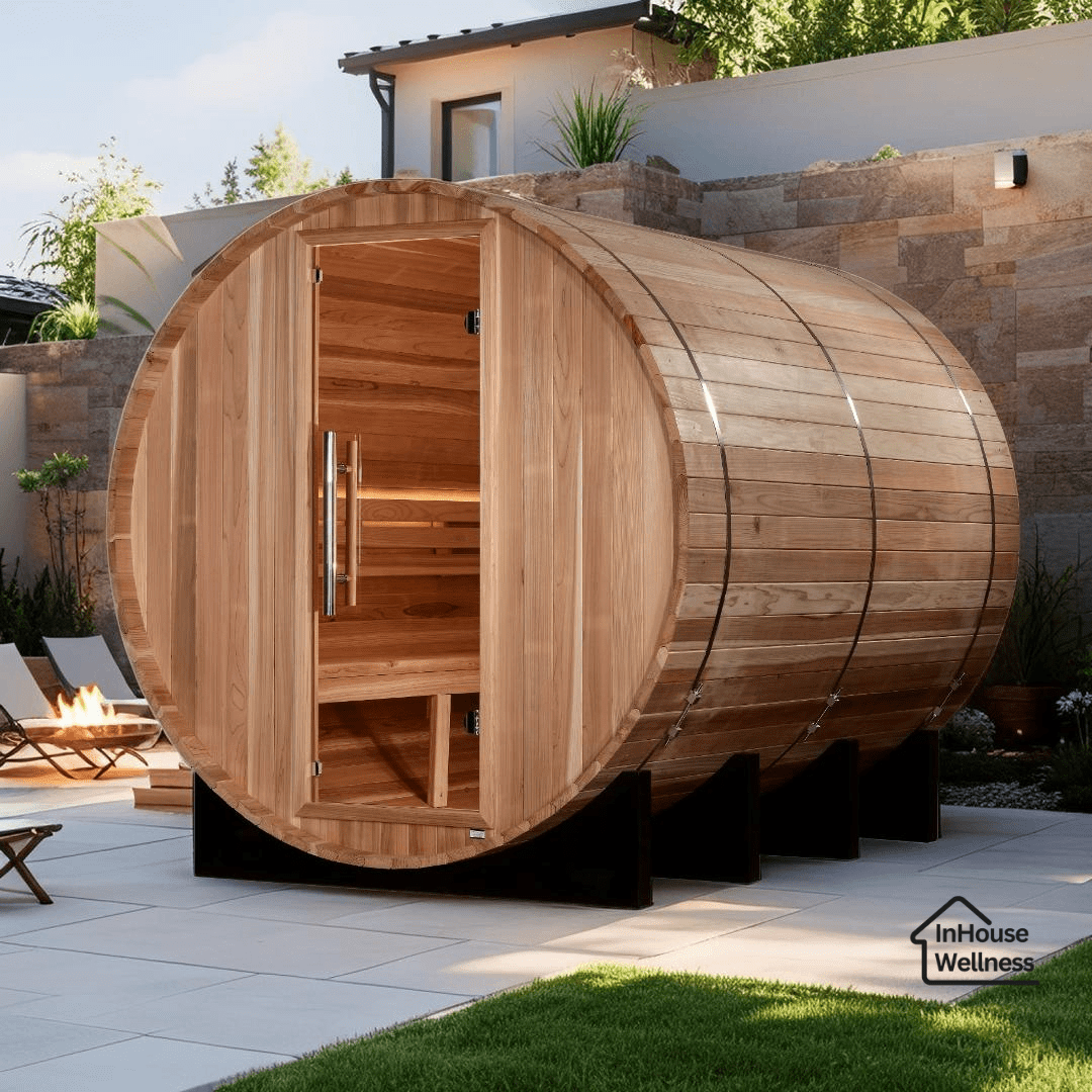 Golden Designs Klosters 6-Person Outdoor Barrel Traditional Sauna - Aloha Swim Wellness