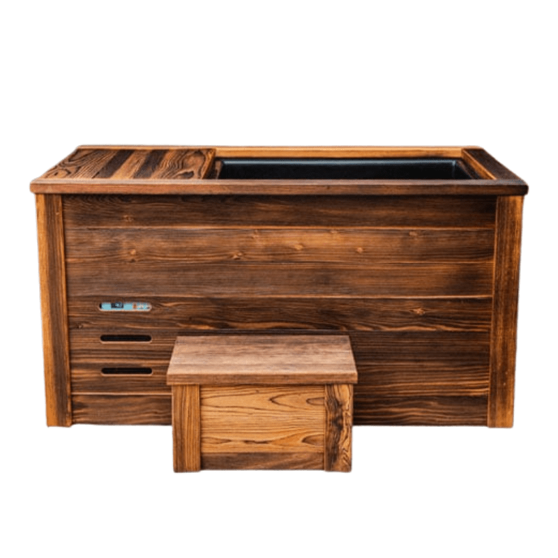 Handcrafted Redwood Cold Plunge – Shou Sugi Ban Finish with 1/4 HP Chiller - Aloha Swim Wellness