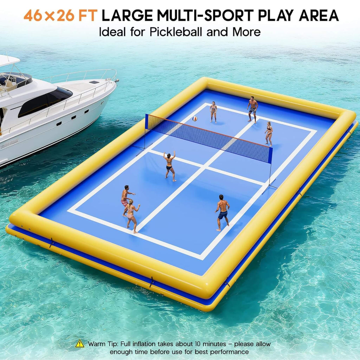 26' × 46' Inflatable Floating Pickleball & Volleyball Court – Commercial-Grade Design