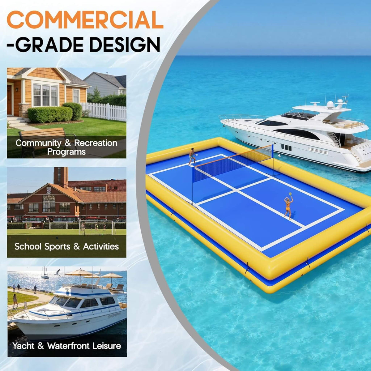 26' × 46' Inflatable Floating Pickleball & Volleyball Court – Commercial-Grade Design