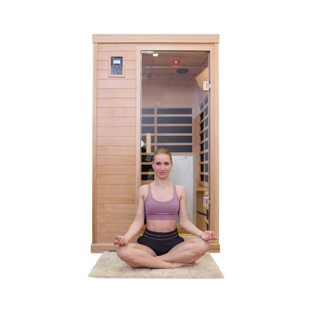 Premium Hemlock Wood 2-Person Infrared Sauna – Foot Heating, Bluetooth Audio & LED Lighting