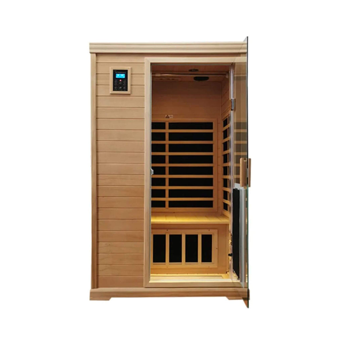 Premium Hemlock Wood 2-Person Infrared Sauna – Foot Heating, Bluetooth Audio & LED Lighting