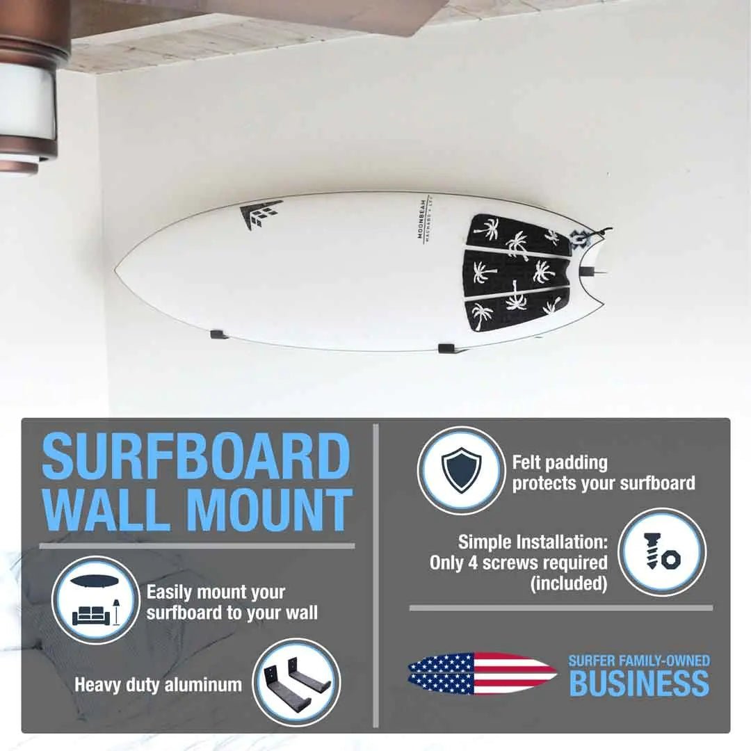Metal Surfboard Wall Mount – Minimalist Surfboard Display Rack - Aloha Swim Wellness