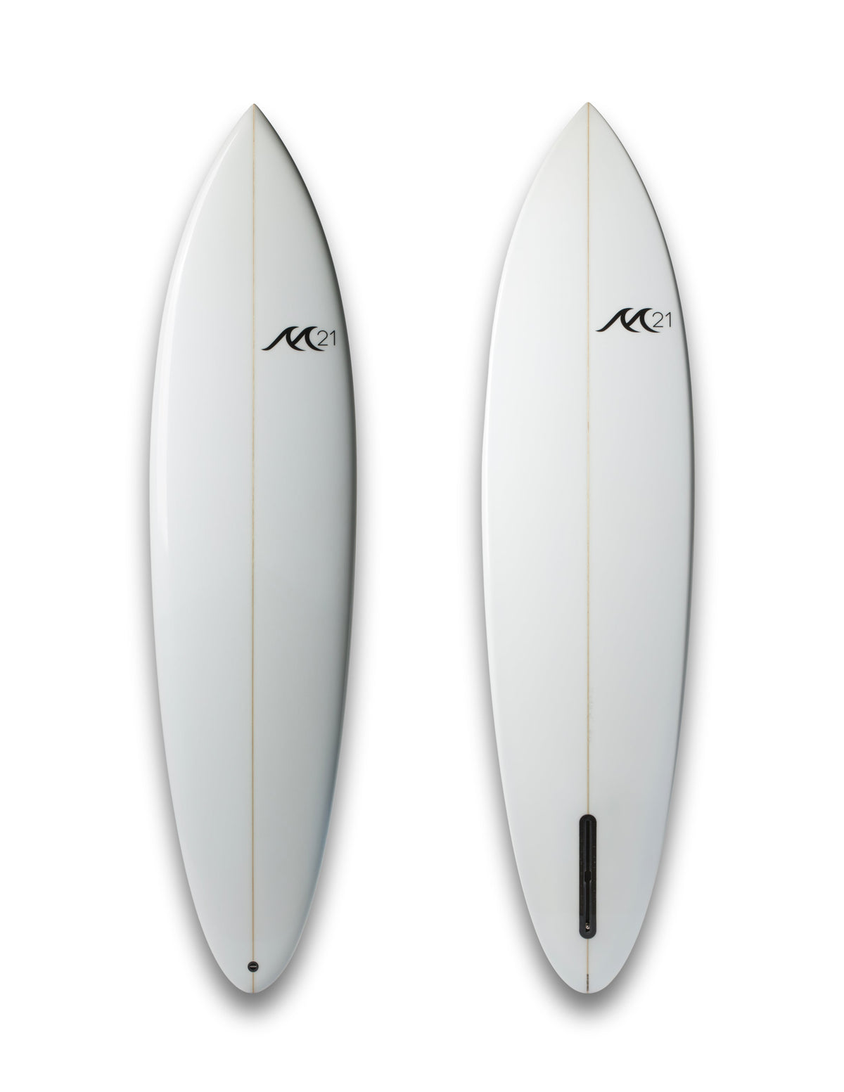 Modern Single Fin Surfboard – 7'0" Retro Single-Fin PU Board, 43.6L, Clear Resin - Aloha Swim Wellness