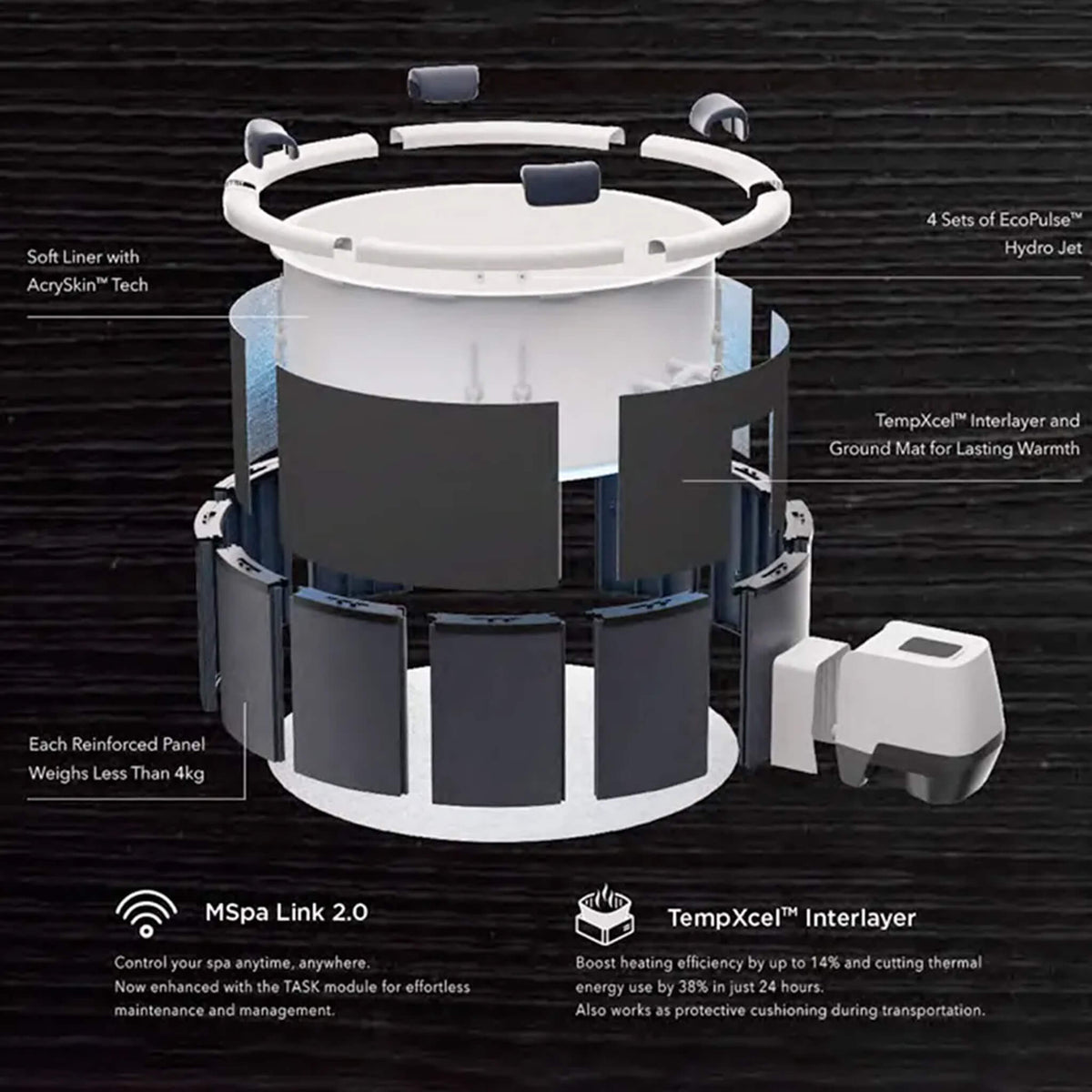 MSpa Denver 6-Person Inflatable Hot Tub – Hydro-Massage, LED Lighting & Smart Control