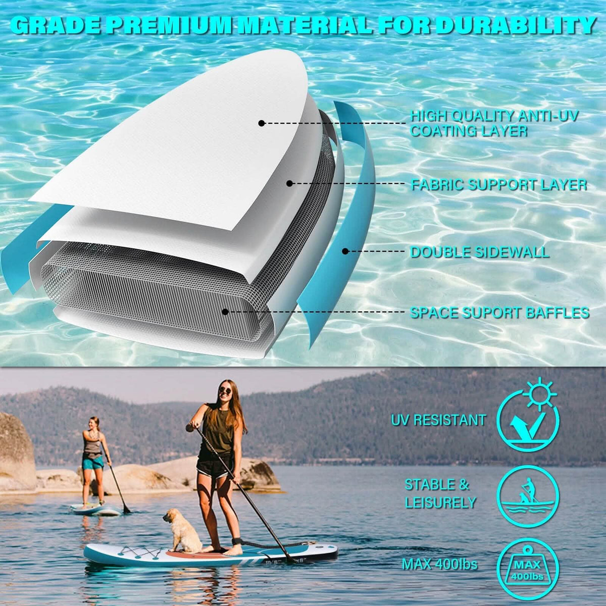 Orange Inflatable Paddle Board 10'6" – Adult SUP - Aloha Swim Wellness