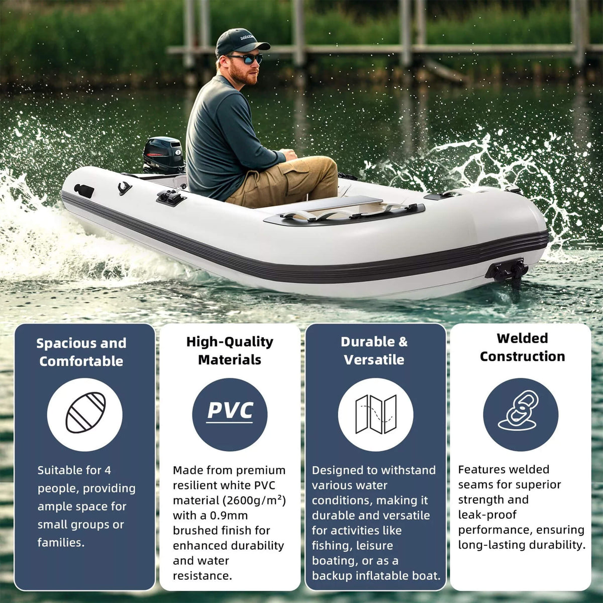 Portable Inflatable Dinghy Boat Kit – Heavy-Duty Inflatable Boat with Accessories