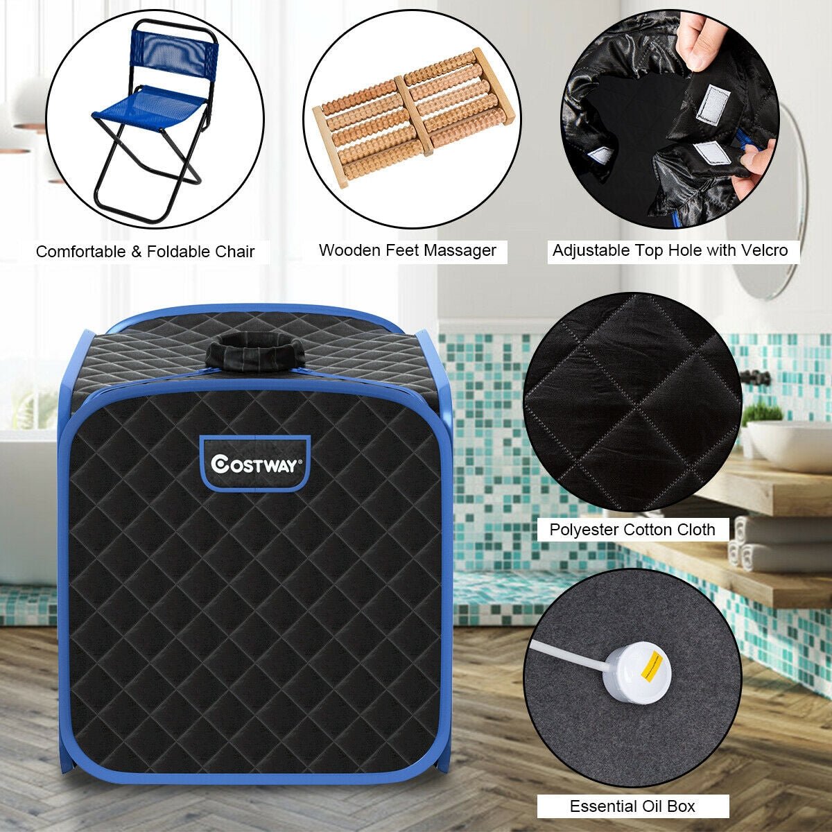 Portable Steam Sauna Tent with Remote Control, Foot Massager & Folding Chair - Aloha Swim Wellness