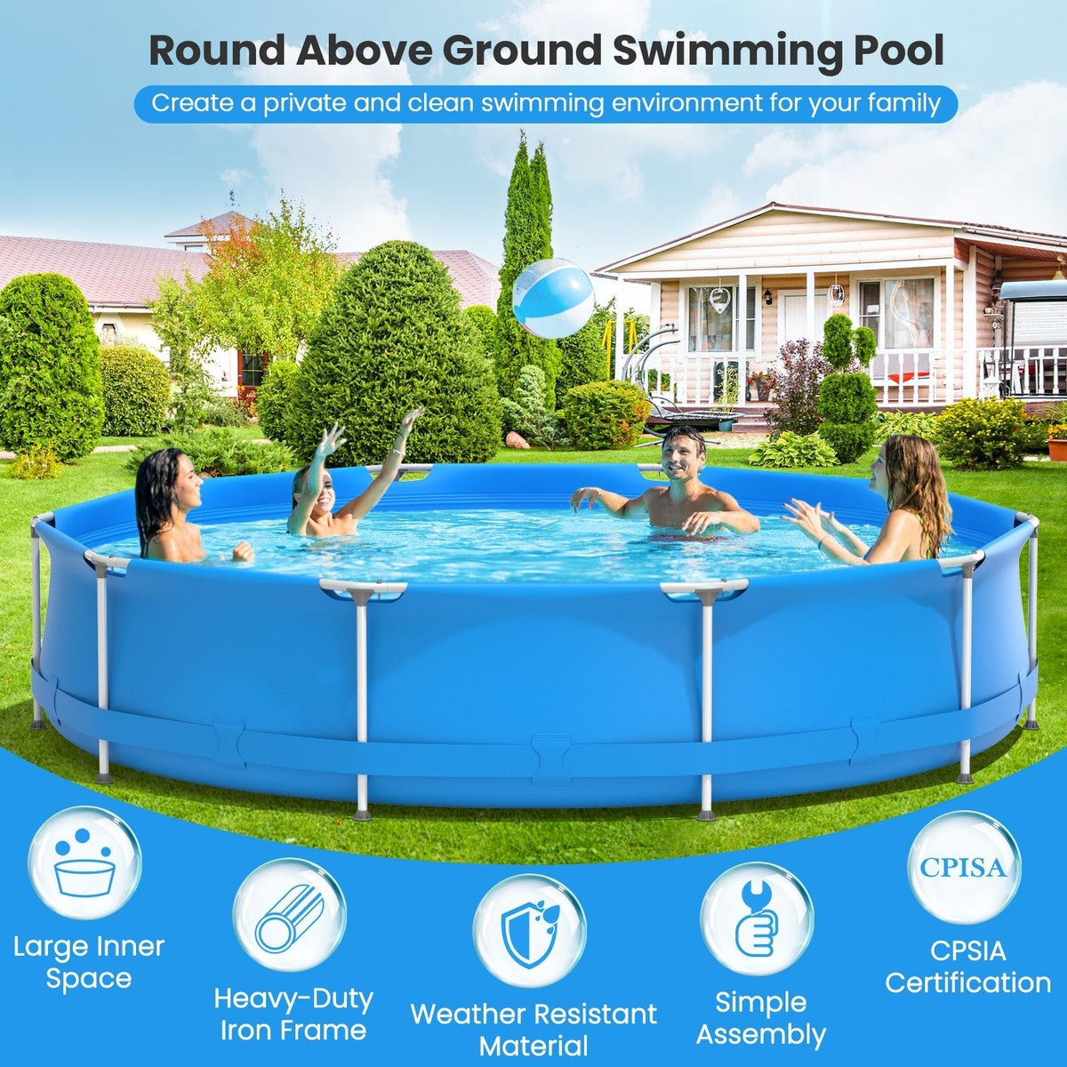 Round Above Ground Swimming Pool With Pool Cover - Aloha Swim Wellness