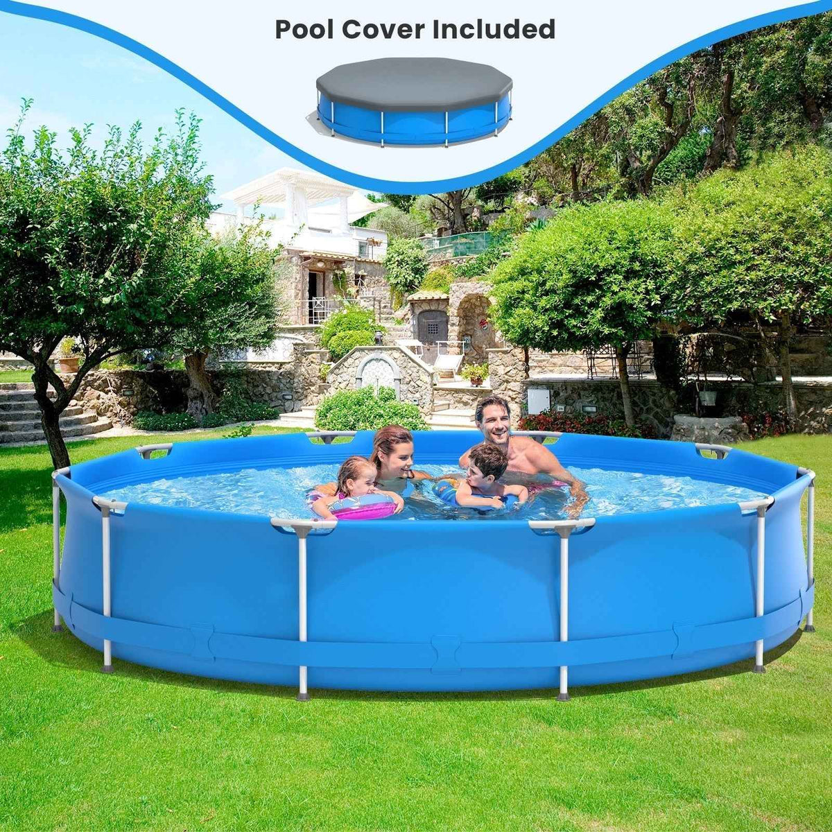 Round Above Ground Swimming Pool – Durable Frame, Family Size & Easy Setup