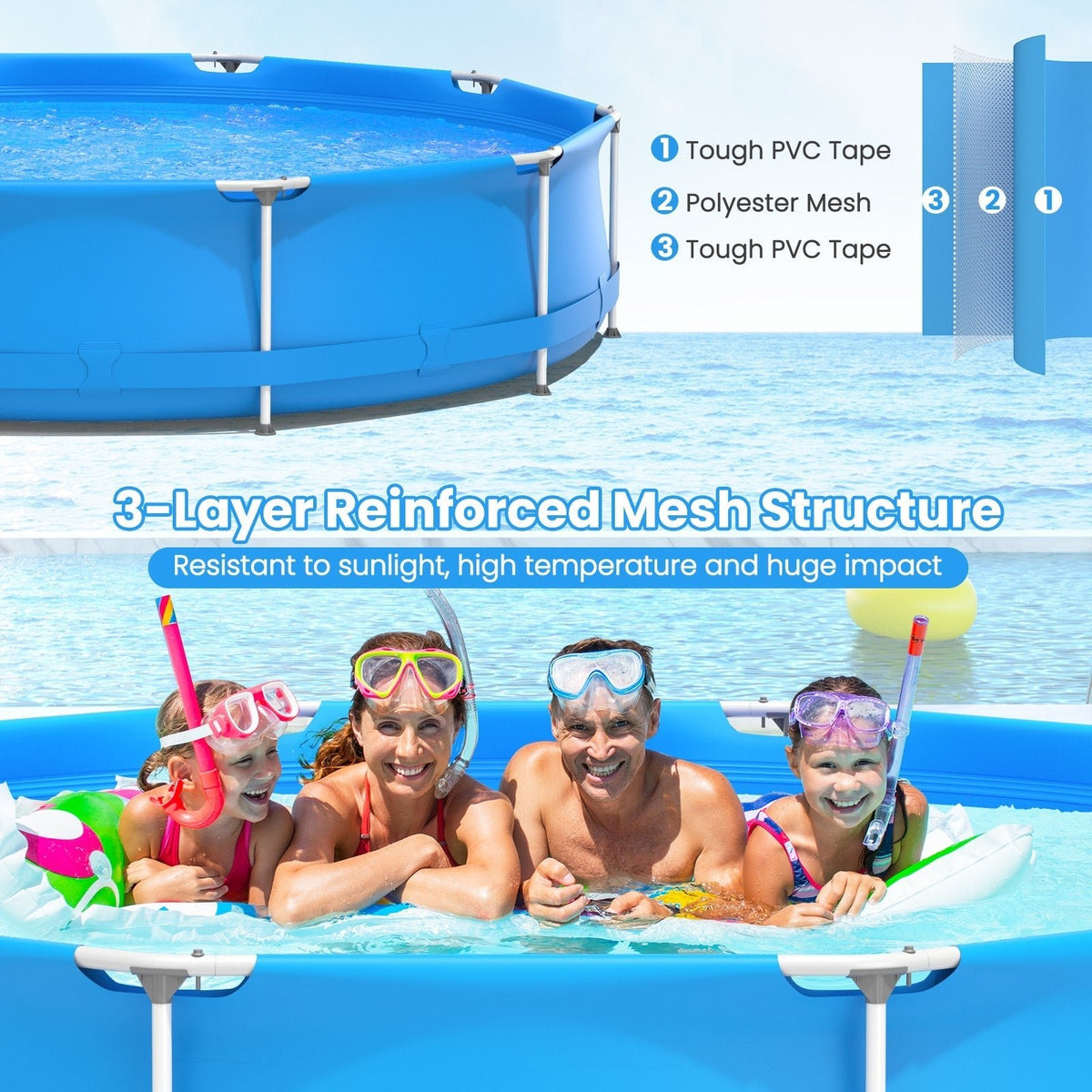 Round Above Ground Swimming Pool With Pool Cover - Aloha Swim Wellness