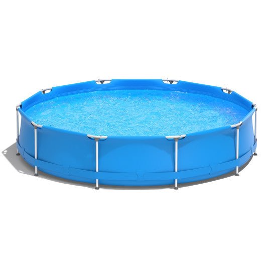 Round Above Ground Swimming Pool With Pool Cover-Blue - Aloha Swim Wellness