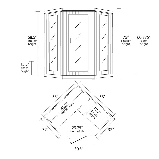HeatWave SA1312 Hudson Bay 3-Person Corner Infrared Sauna – Canadian Cedar