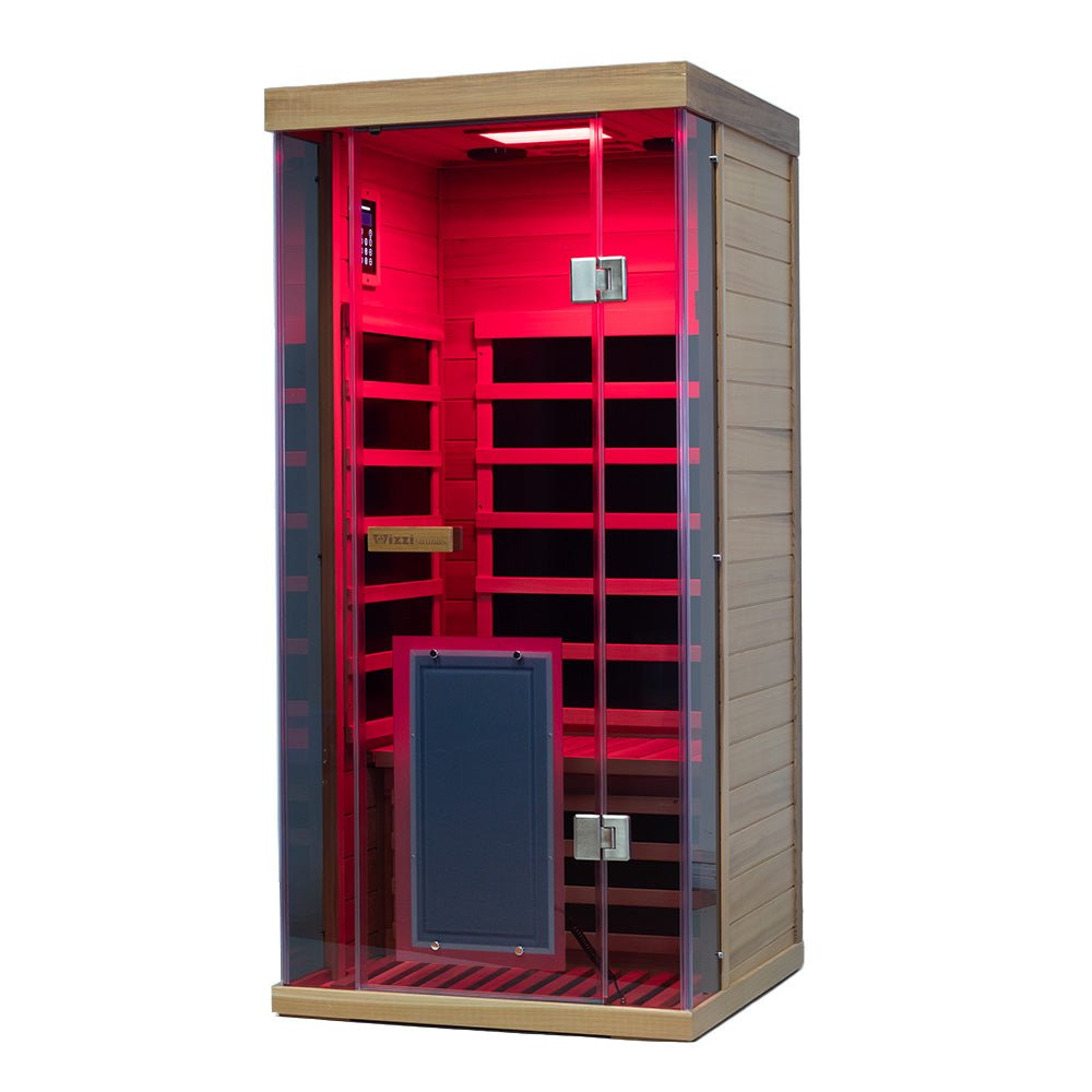 SR01 1-Person Far Infrared Sauna – Canadian Red Cedar, Bluetooth Audio & LED Lighting - Aloha Swim Wellness