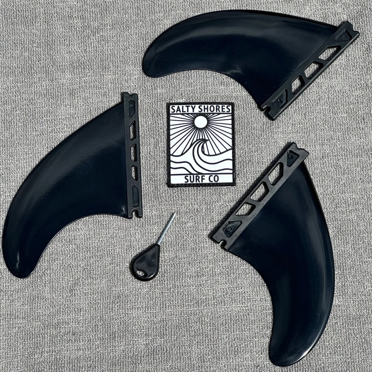 Salty Shores Essential Thruster Fin Set – Gloss Black Composite Fins