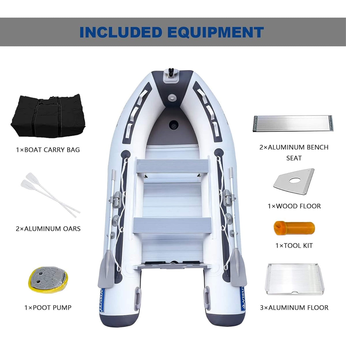 Virtue US 10FT Inflatable Dinghy – 5-Person Sport Tender with Aluminum Floor