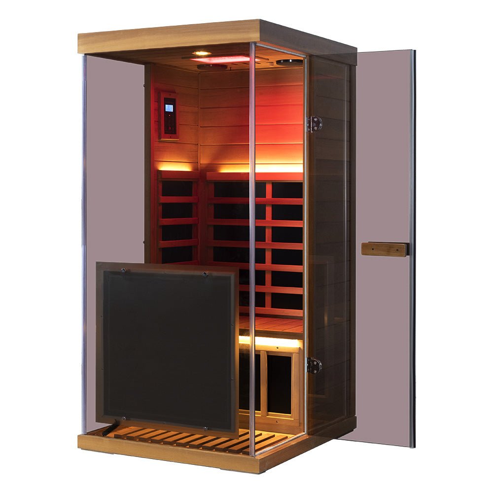 Wizzisaunas 909MX Panoramic Infrared Sauna – Smart App Control & 270° Glass Design - Aloha Swim Wellness
