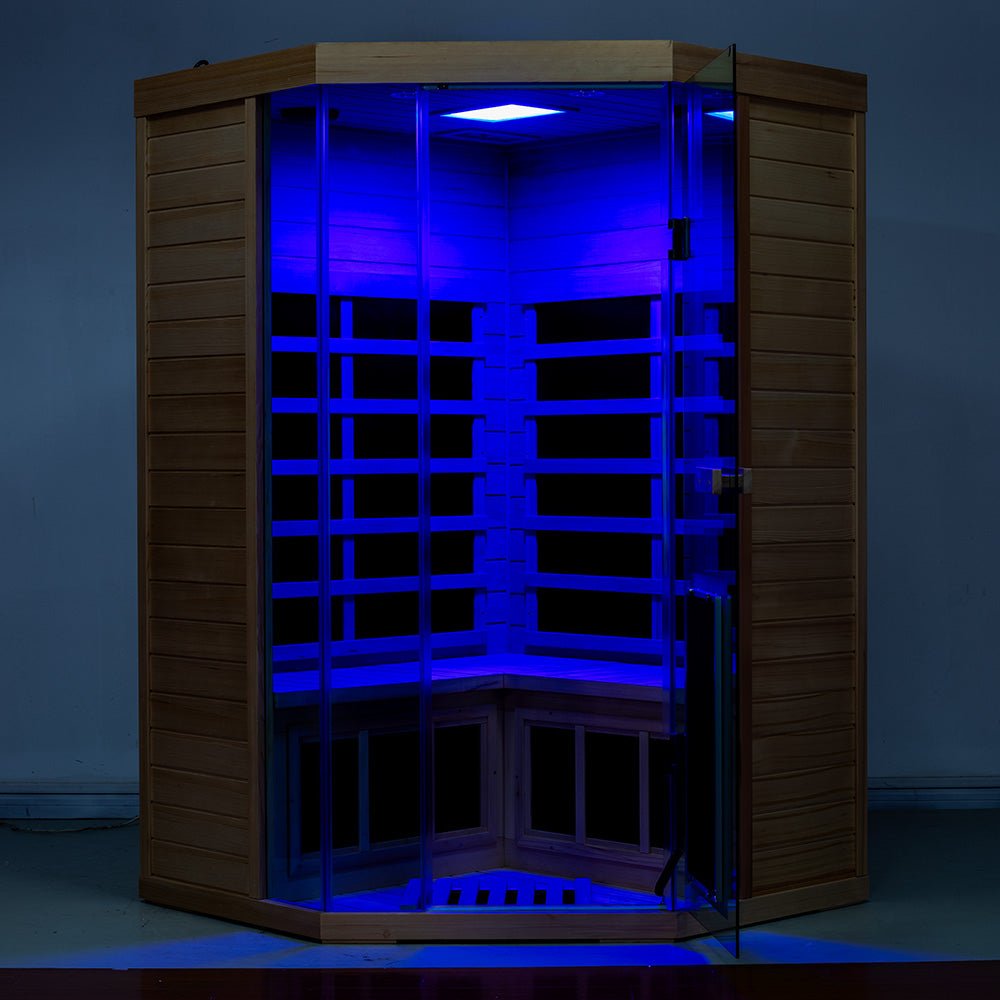 Wizzisaunas SR07 2–3 Person Infrared Sauna – Canadian Red Cedar, Smart App & Red Light Therapy - Aloha Swim Wellness