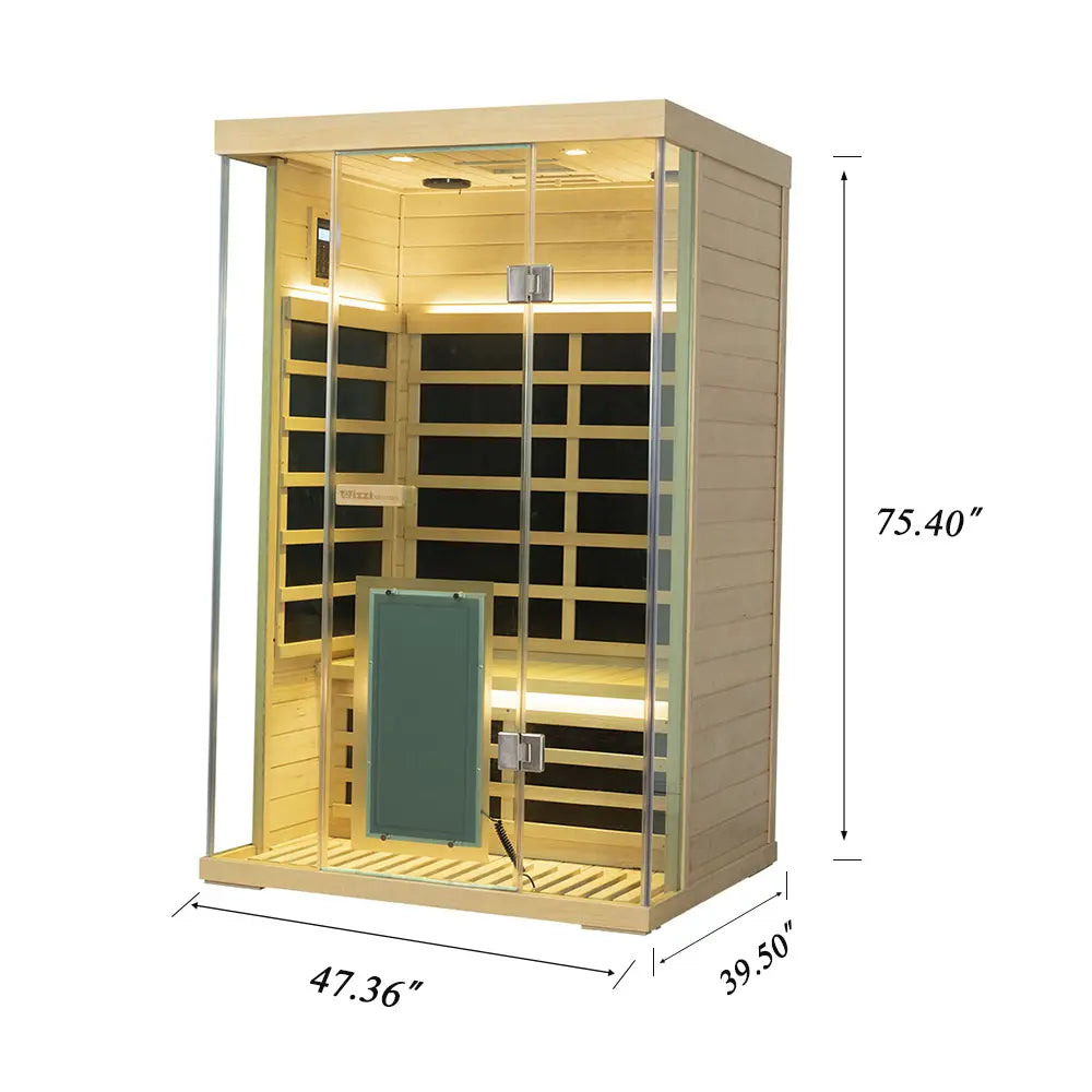 Wizzisaunas SH02 2-Person Infrared Sauna – Hemlock Wood, Smart App & Red Light Therapy