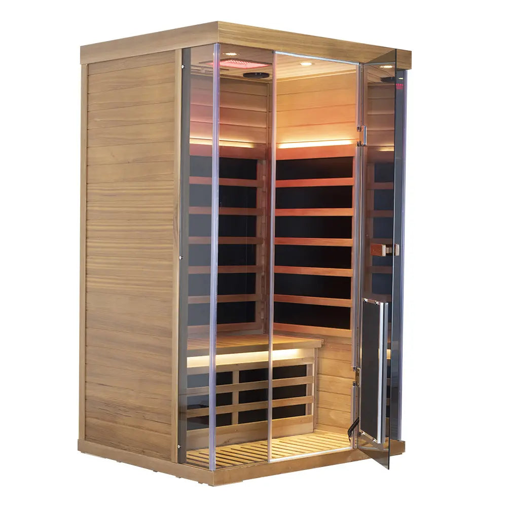 SR02 2-Person Red Cedar Infrared Sauna – Carbon Heating, LED Lighting & Bluetooth Audio