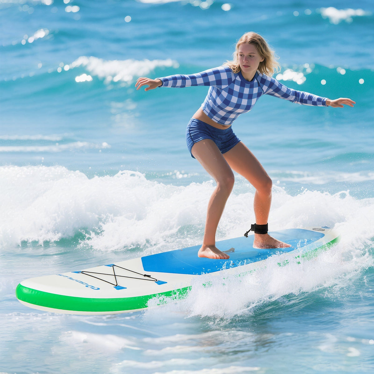 11 Feet Premium SUP Inflatable Stand Up Paddle Board with Accessories and Repair Kit-L - Aloha Swim Wellness
