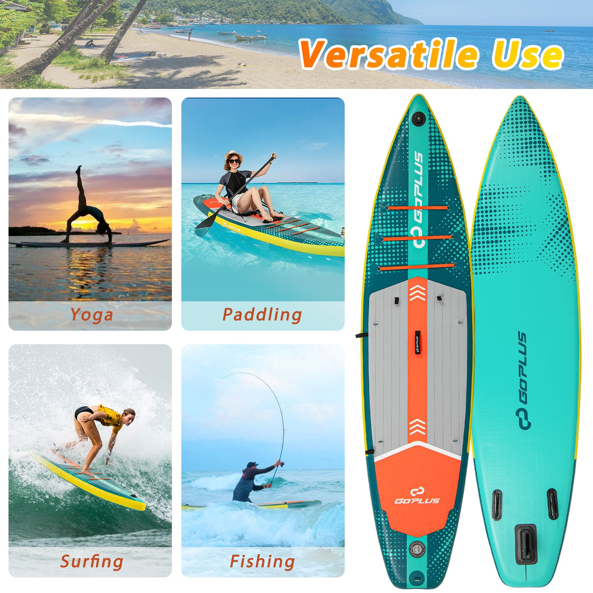 11-Foot Inflatable SUP & Kayak Hybrid Paddle Board for Adults