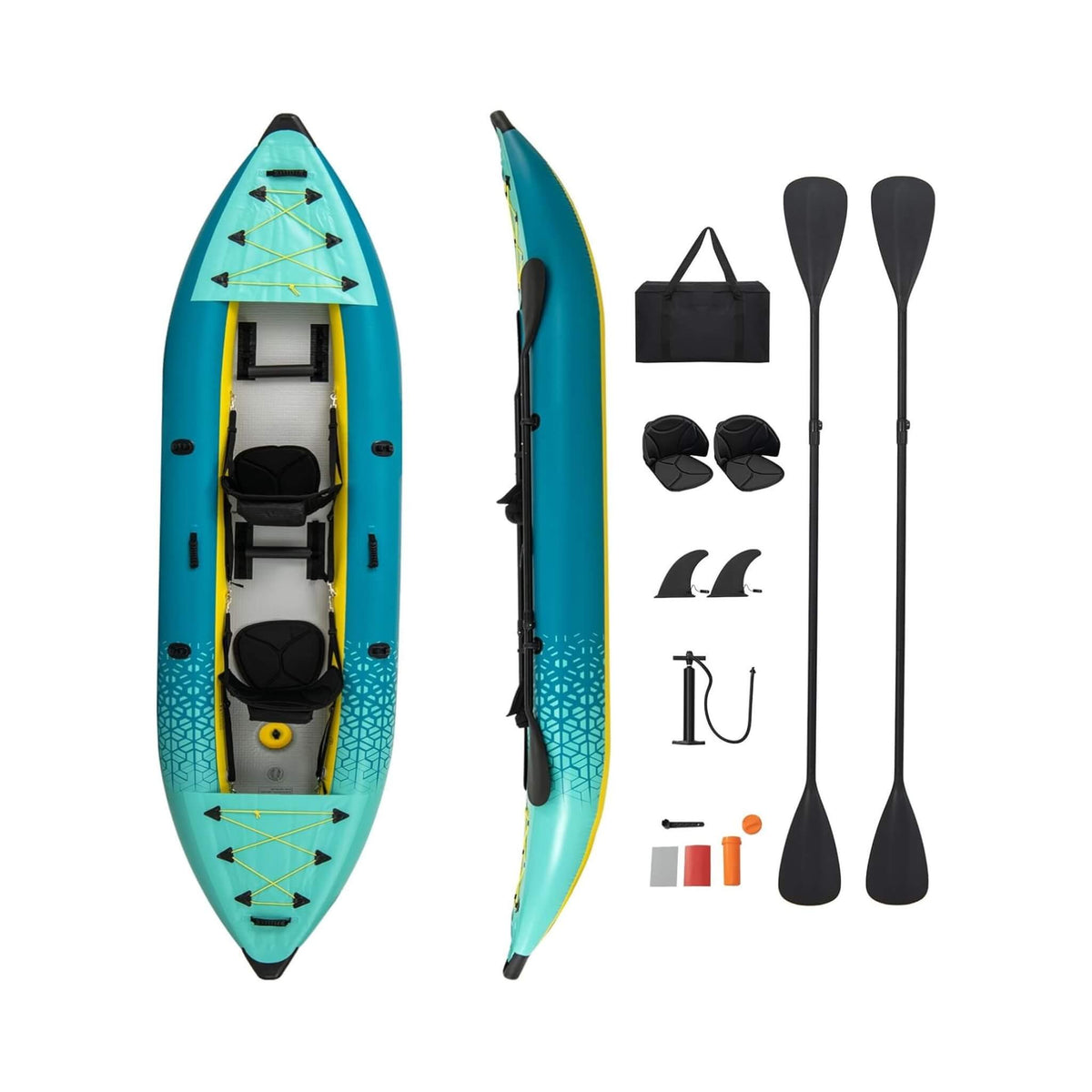 12-Foot Inflatable Tandem Kayak – 2-Person Kit - Aloha Swim Wellness