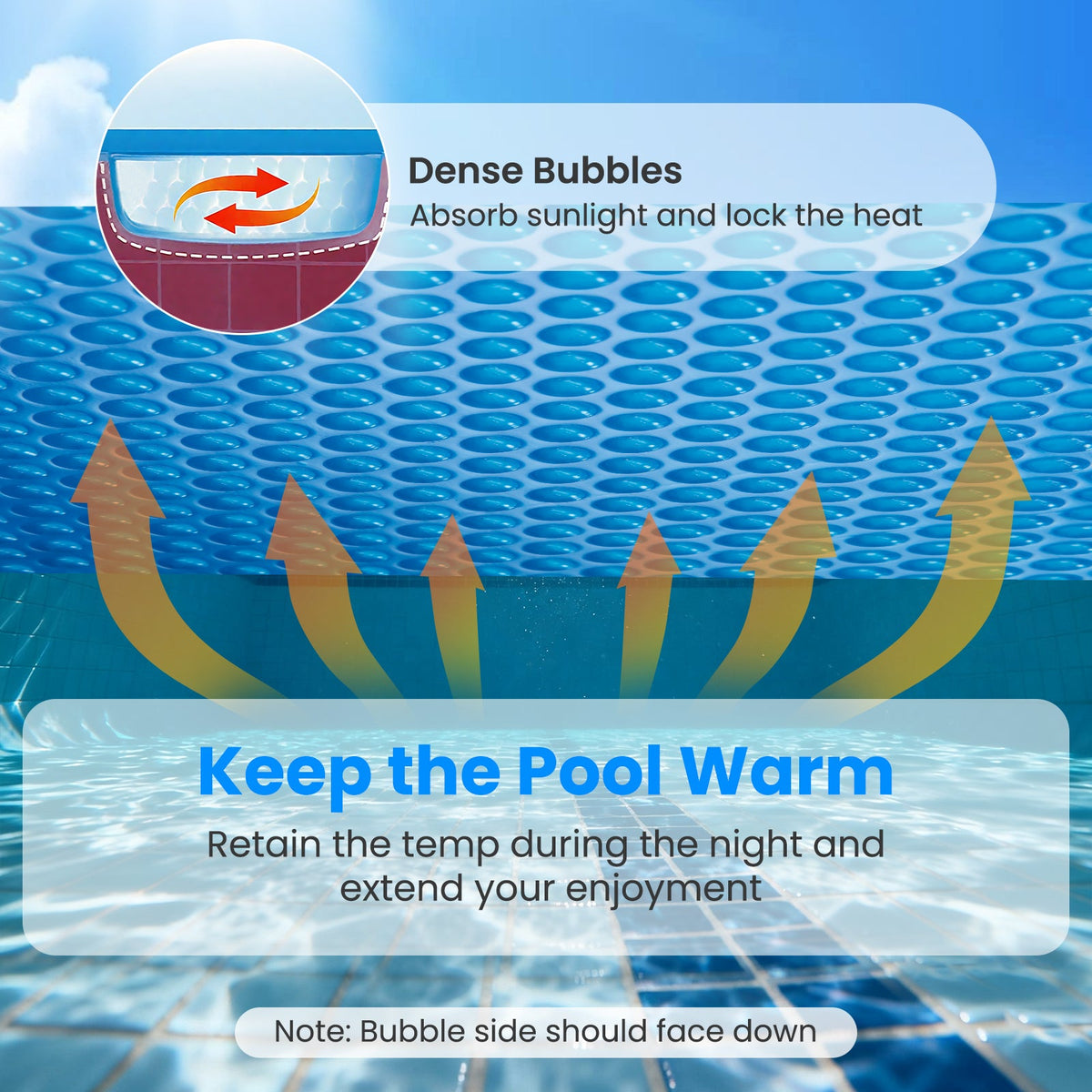 Solar Pool Cover – Bubble Thermal Blanket for Above-Ground & In-Ground Pools