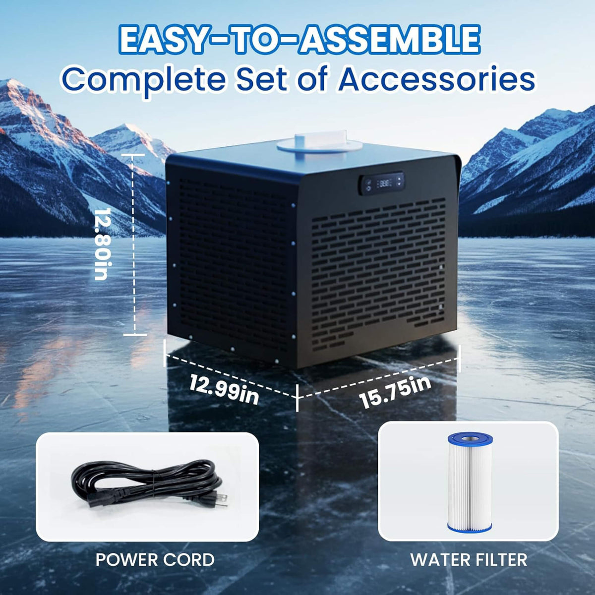 1/3 HP Foldable Cold Plunge Tub with Smart Water Chiller, Filter & Pump