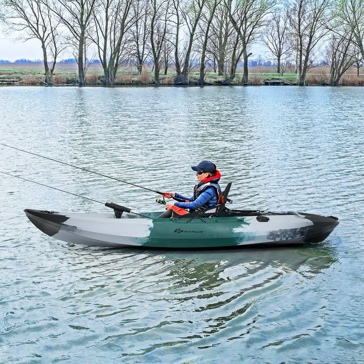 Sit-on-Top Fishing Kayak – Stable V-Chine Hull with Rod Holders & Storage