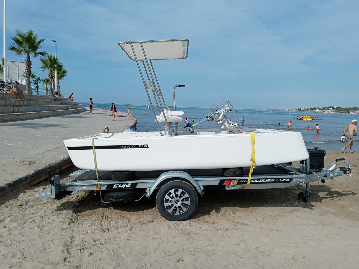 ZEN Pedal Boat – 4-Person Fiberglass Multihull with Optional Electric Motor