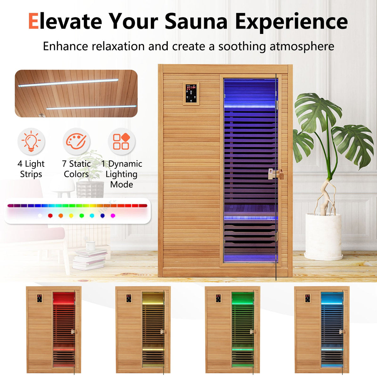 2-Person Infrared Sauna – Canadian Hemlock, Red Light Panel & Bluetooth Audio