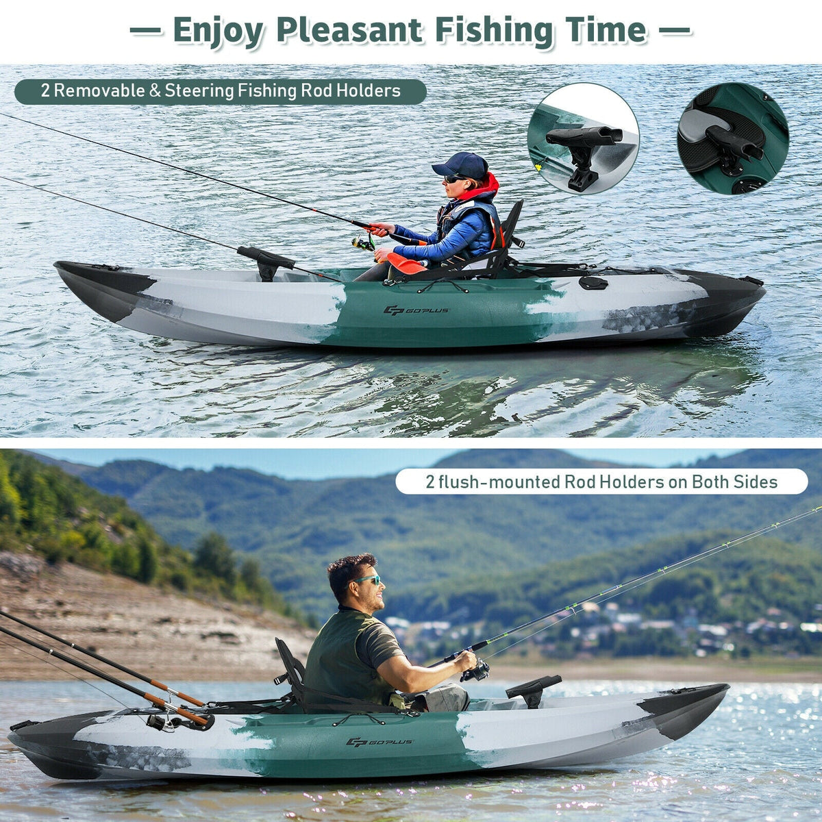 Sit-on-Top Fishing Kayak – Stable V-Chine Hull with Rod Holders & Storage