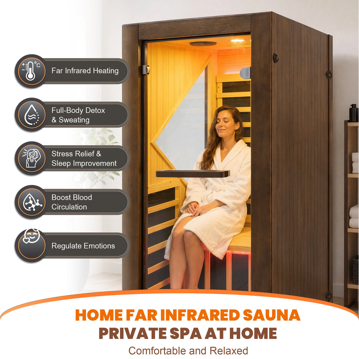 Chilean Pine Home Sauna – Six Heating Plates with Ambient LED Lighting