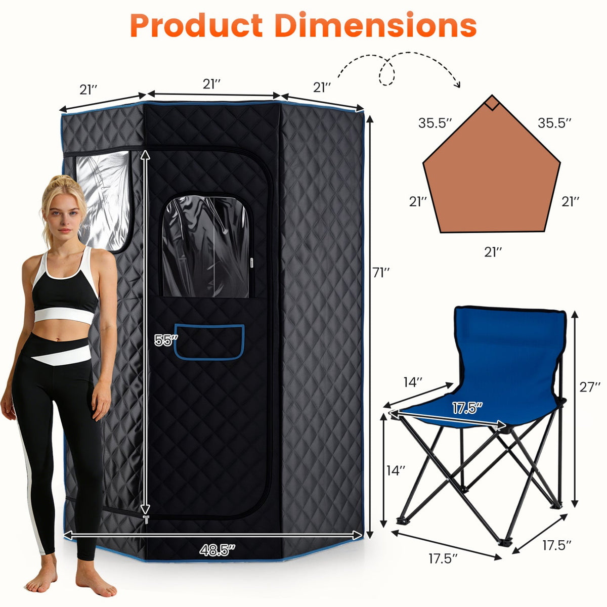 Portable Steam Sauna Tent – 800W Steamer, 3L Tank & Adjustable Temperature Control